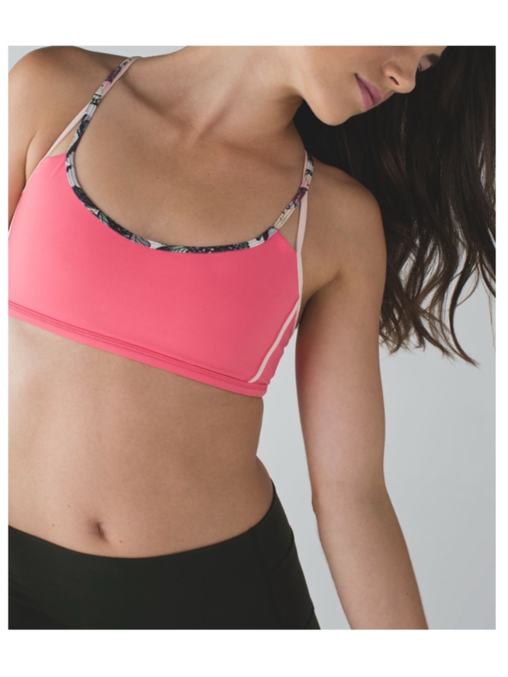 Lululemon Free To Be Wild Bra Pink Floral Strappy Back Size 4 (Estimated)